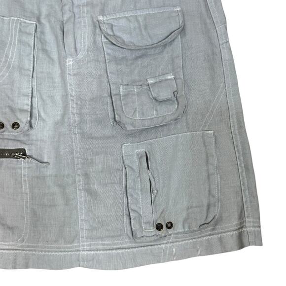Pete & Greta Johnny Was Linen Cargo Utility Skirt 2 Light Blue Casual Grunge - Picture 4 of 7